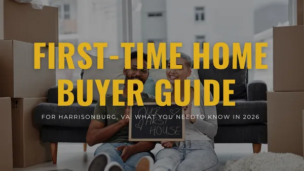 First-time home buyers reviewing a home in Harrisonburg, VA