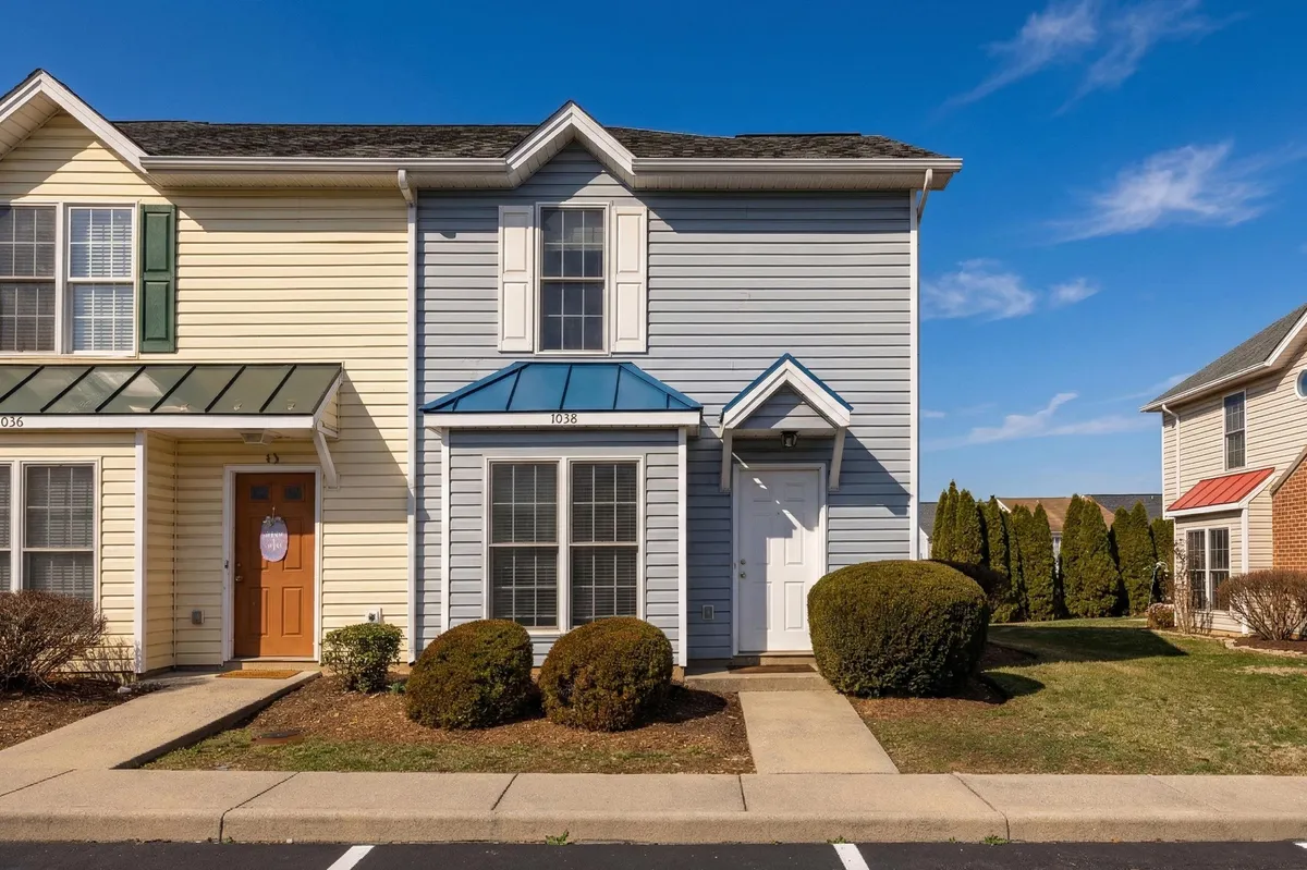 Colorful townhomes in Liberty Square subdivision with community gazebo, Harrisonburg VA